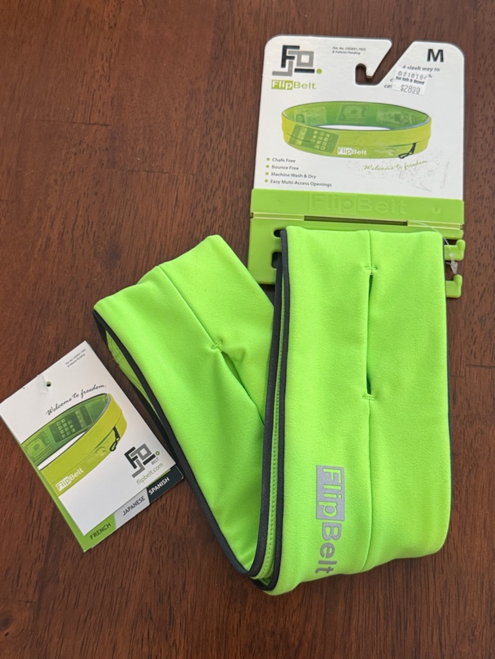 Flip Belt Running Belt 4 Hidden Compartments Keys Green New
